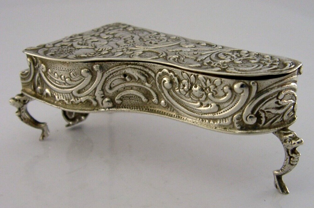 RARE GERMAN HANAU SOLID SILVER PIANO BOX c1890 ANTIQUE 40g NOVELTY