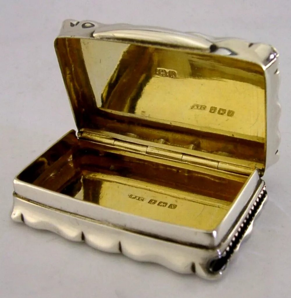 RARE ANTIQUE SOLID SILVER COMBINATION VESTA CASE SNUFF BOX 1922 ANTIQUE