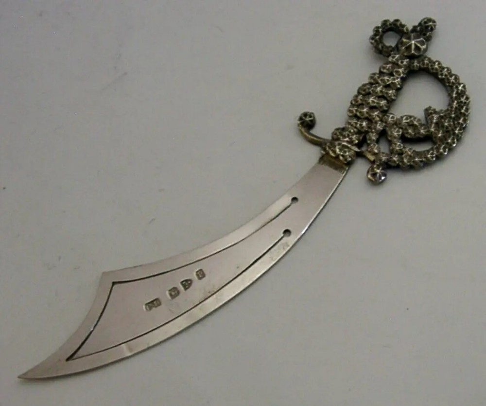 ANTIQUE ENGLISH STERLING SILVER CHARLES HORNER BOOKMARK PAGE MARKER 1898 CHESTER