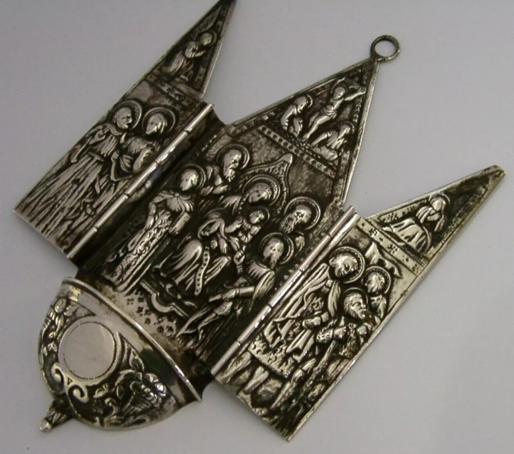 STUNNING SPANISH SOLID SILVER HOLY WATER WALL FONT ANTIQUE c1930 RELIGIOUS