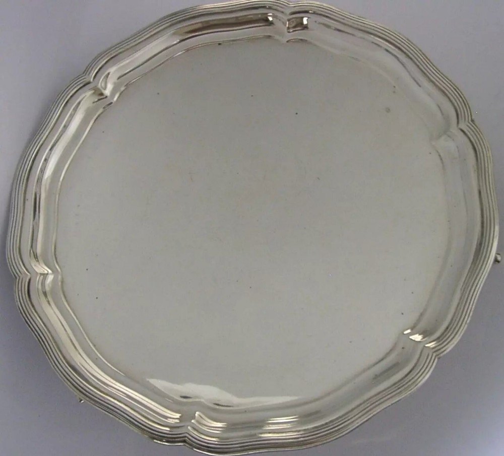 STUNNING 560g ENGLISH SOLID STERLING SILVER SALVER DRINKS TRAY 1960 BARWARE 10in