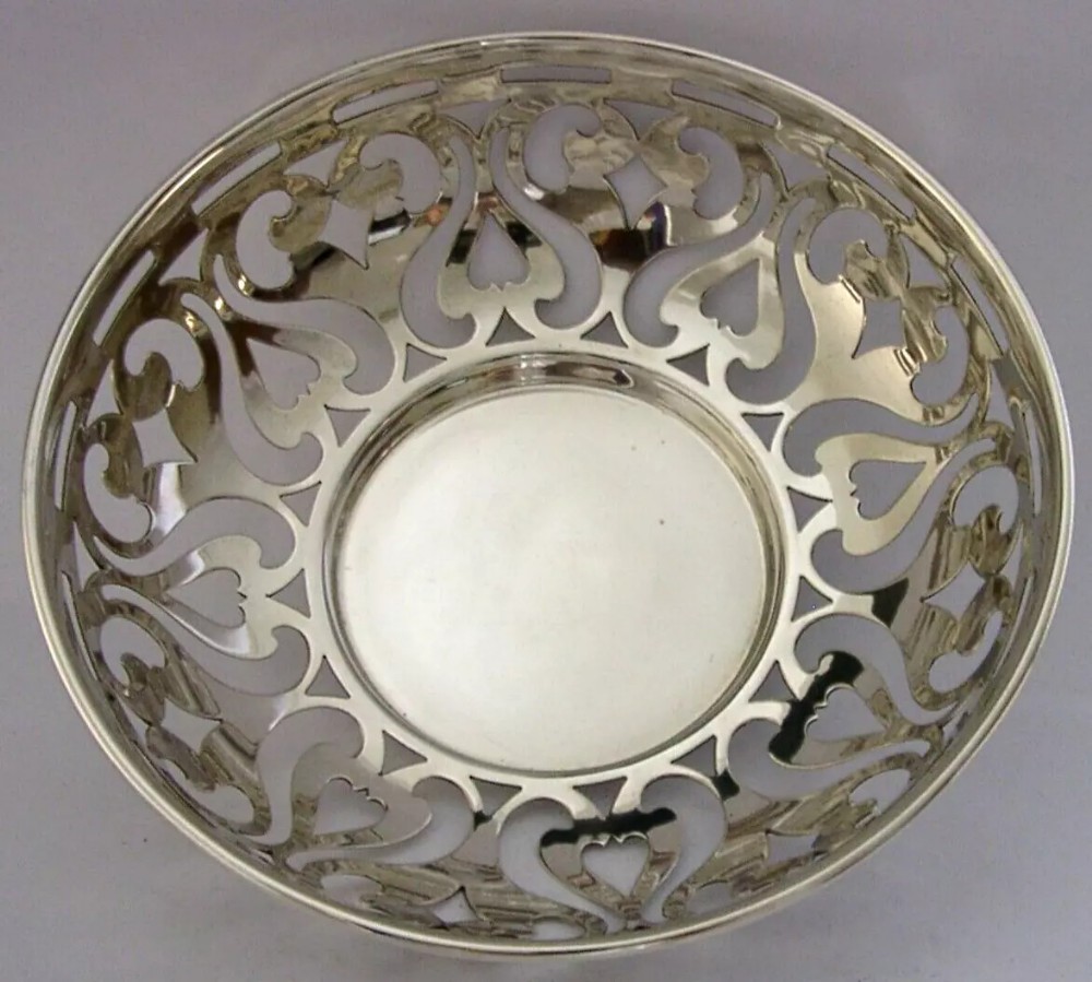ART NOUVEAU 178g SOLID STERLING SILVER DISH BOWL 1910 ANTIQUE