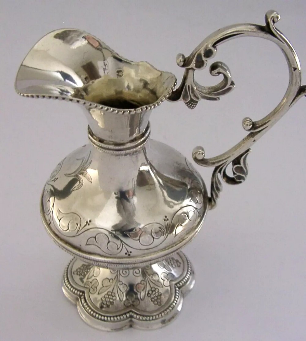 FRENCH RELIGIOUS STERLING SILVER HOLY COMMUNION WINE WATER JUG c1880