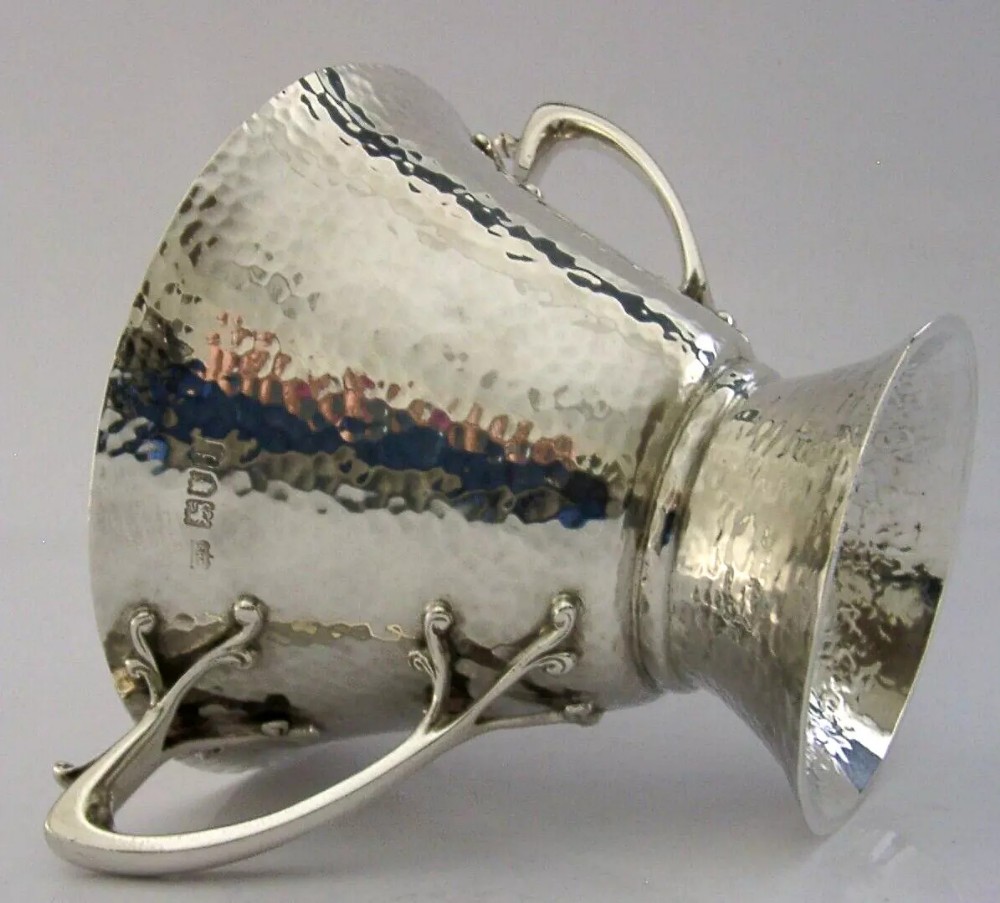 STUNNING 258g PLANNISHED STERLING SILVER BOWL CUP 1904 ARTS & CRAFTS ART NOUVEAU