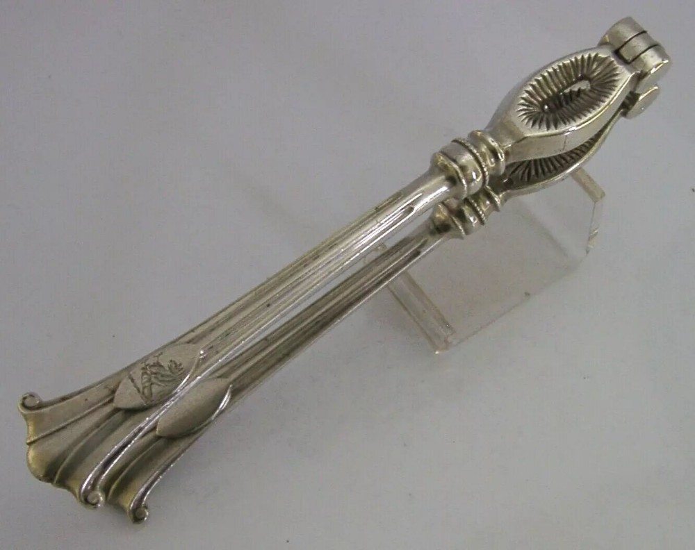 VICTORIAN ALL STERLING SILVER NUTCRACKERS SCOTT FAMILY CRESTED 1899 ANTIQUE 220g