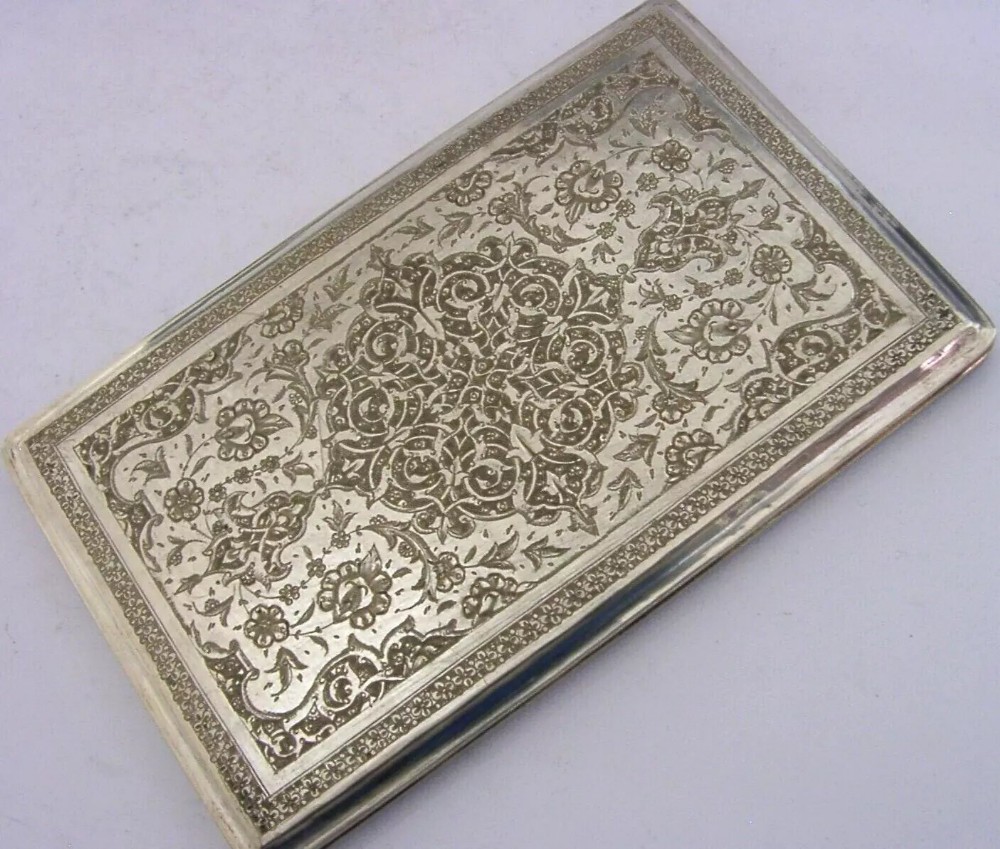 STUNNING EASTERN SOLID SILVER CIGARETTE CASE c1920 ANTIQUE 176g