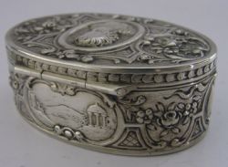 SUPERB GERMAN HANAU MARIE ANTOINETTE SOLID SILVER SNUFF TRINKET BOX 1900 ANTIQUE