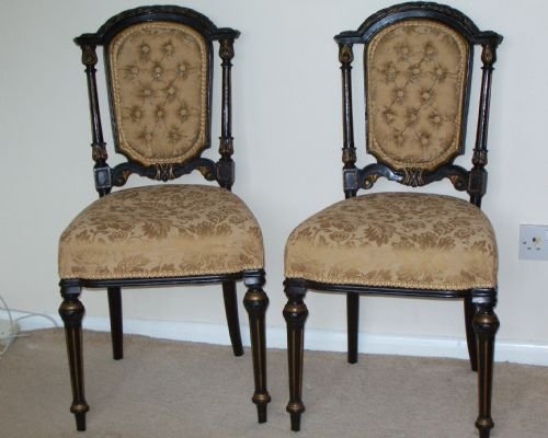 Pair of Ebonised/gilded Parlour Chairs