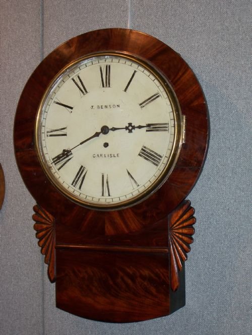 Early-mid 19th Century Mahogany Fusee Drop Dial Clock