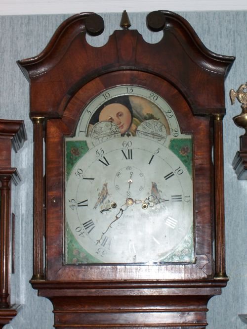 Late 18th Early 19th C. Moon Phase Oak 8 Day Longcase Clock