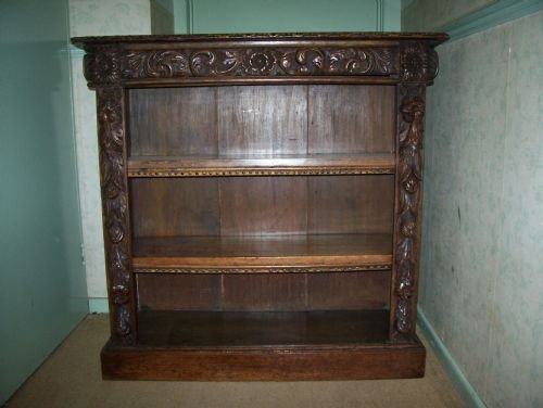 Victorian Carved Solid Oak Bookcase