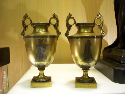Pair of Silver Inlaid Gilt Vases