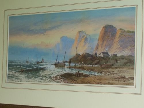 Royal Academy Artist Pair of Lennard Lewis Coastal Scene Watercolours