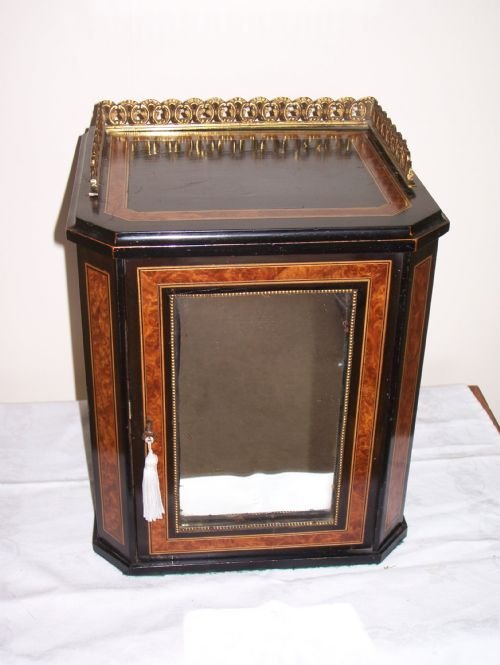 Victorian Ebonised/amboyna Jewelry Cabinet