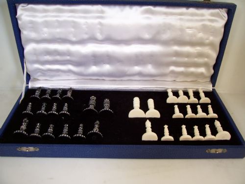 Miniature Ivory Chess Set in Box