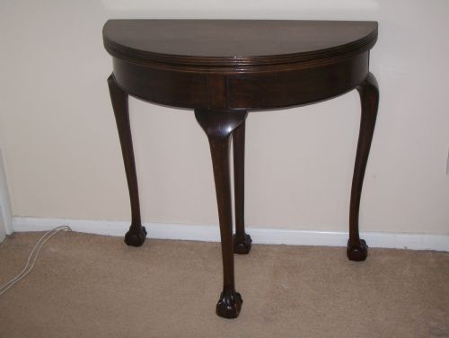 Mahogany Demi-lune Fold Over Card Table