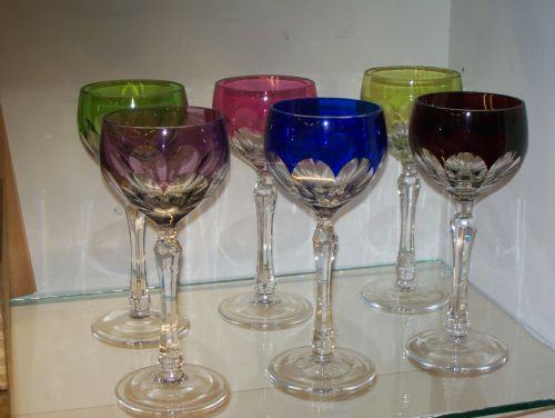 6 1930'S Hock or Wine Glasses