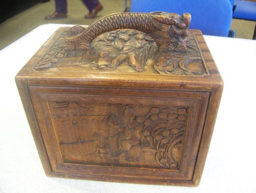 Early 20th Century Dolphin Handled Mah Jong Carved Boxed Set