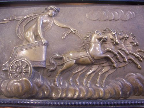 19th Century Bronze Naked Charriotess Wall Plaque