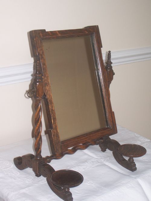 Small Oak Swivel Toilet Mirror