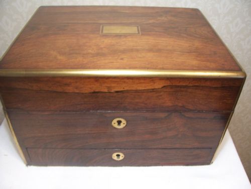 Late 19th Century Brass Bound Rosewood Vanity Box