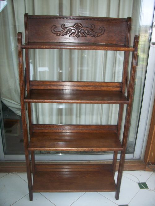 Oak Folding Campaign Book or Display Shelves