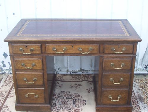 Oak Twin Pedestal Desk