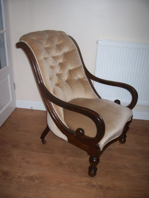 Early Victorian Upholstered Salon Armchair