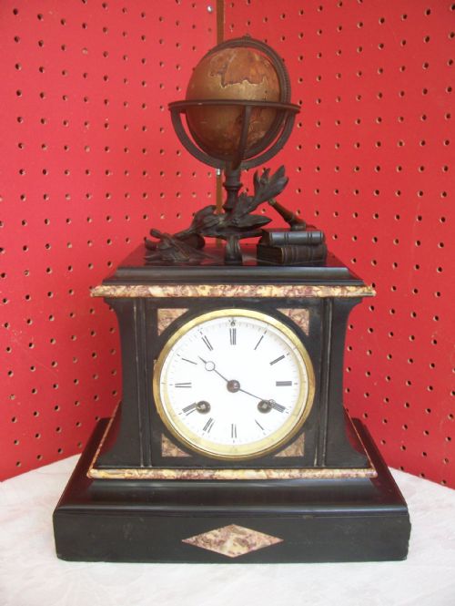 Globe Bronze 19th Century Slate Clock