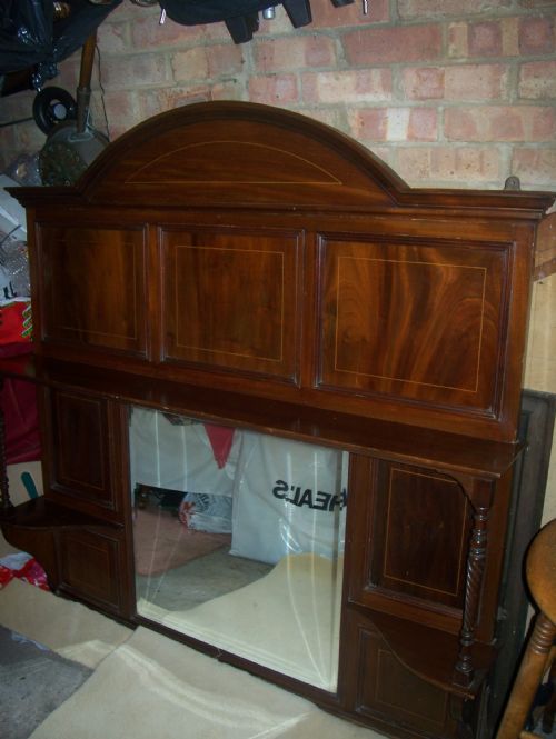 Large Inlaid Mahogany Overmantle Mirror