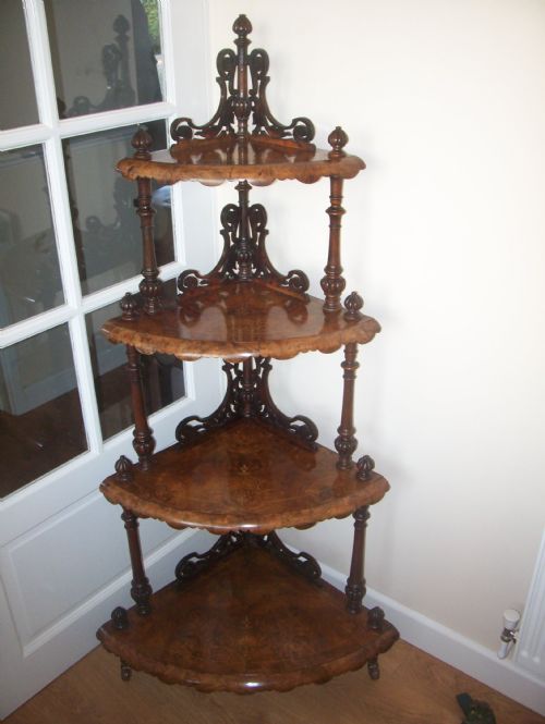 Victorian Inlaid Walnut Corner Whatn0t