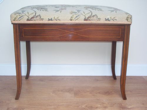 Edwardian Inlaid Piano Stool or Window Seat