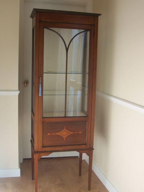 Edwardian Inlaid Slim Display Cabinet