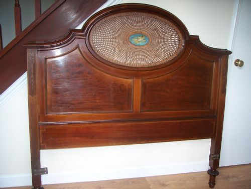 Stunning C19th Inlaid Mahogany Double Bed Headboard