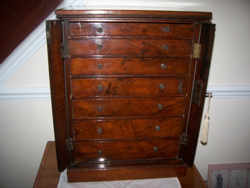 C19th Mahogany Wellington Collectors Cabinet