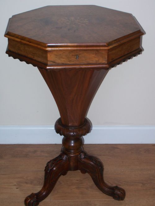 Victorian Inlaid Walnut Workbox Sewing Table