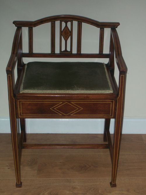 Edwardian Inlaid Music or Dressing Stool