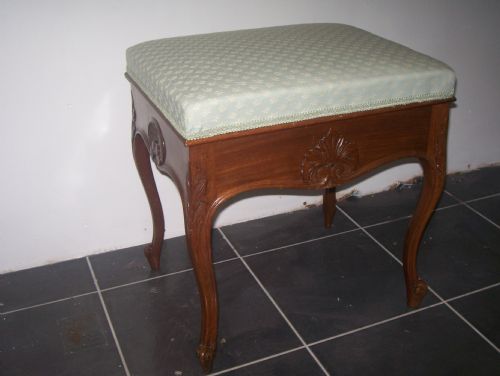 Mahogany Music or Dressing Stool with Rising Top