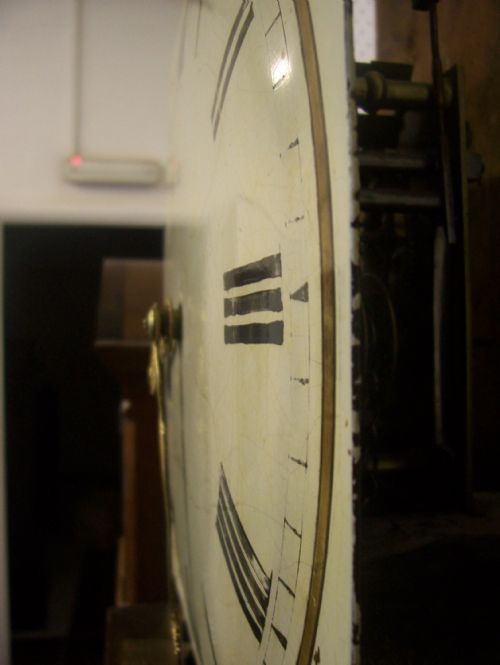 fig 2. RARE CONVEX DIAL 19TH CENTURY OAK & MAHOGANY INLAID LONGCASE