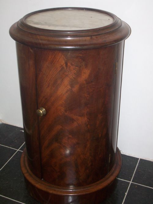 Victorian Mahogany Cylinder Bedside Cupboard or Display Stand