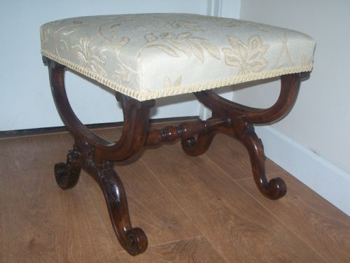 Early Victorian Walnut Framed Stool C1840