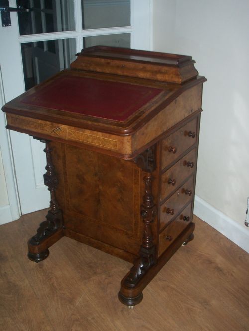Victorian Walnut Davenport with Inlay