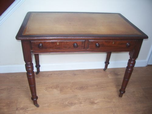 Victorian Mahogany Leather Top Writing Table