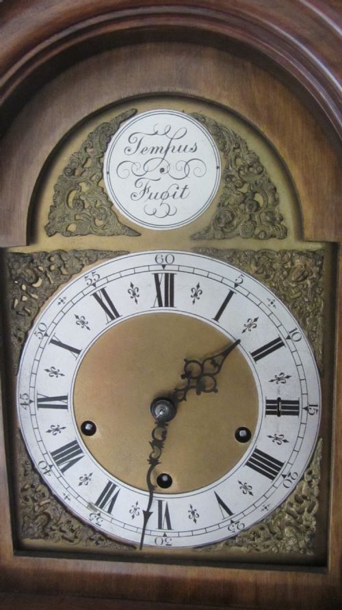 fig 1. CHARMING 18th C. STYLE WALNUT GRANDMOTHER CLOCK