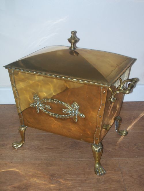 Geo II Style Brass Sarcophagus Coal Box