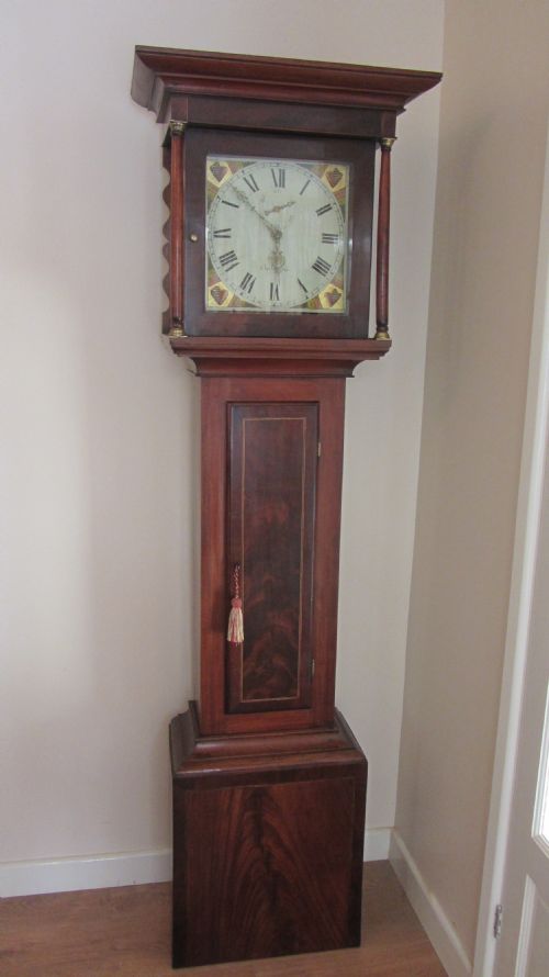 Mid 19th C. Flame Mahogany Grandfather Clock