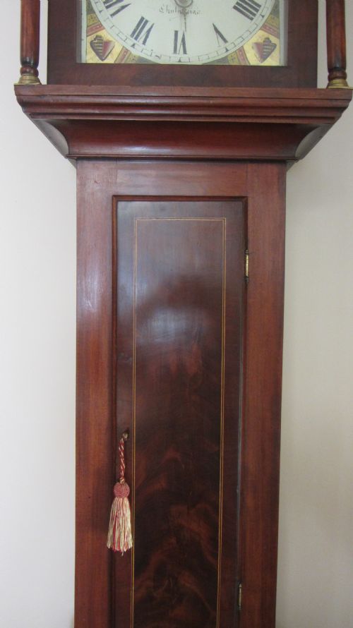 fig 1. MID 19TH C. FLAME MAHOGANY GRANDFATHER CLOCK
