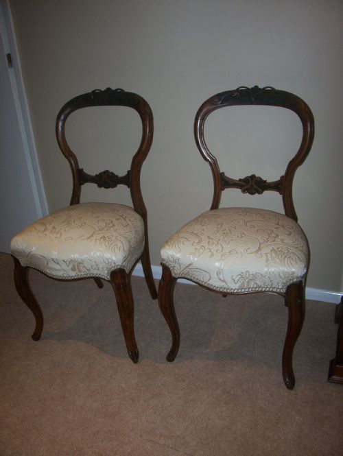 Pair Victorian Walnut Chairs