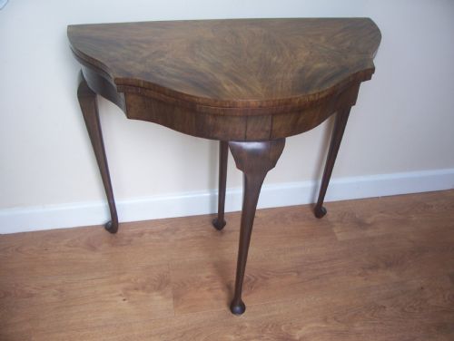 Burr Walnut Shaped Foldover Card Table