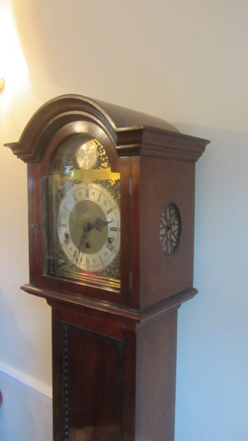 fig 1. GOOD QUALITY MAHOGANY CASED GRANDMOTHER CLOCK